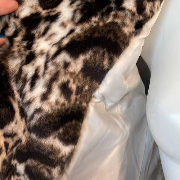 BAND OF THE FREE WILD CAT LEOPARD FAUX FUR OPEN JACKET BLACK BROWN IVORY SIZE S - Picture 9 of 13